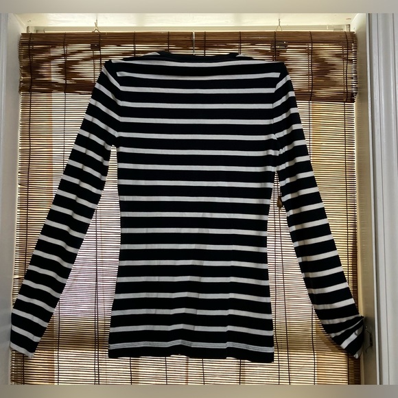 Tommy Hilfiger Blue and White Striped Long Sleeve Tee - Picture 5 of 6